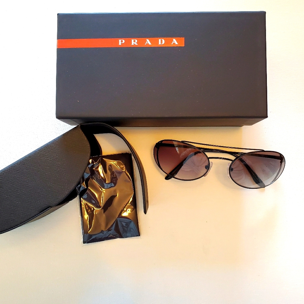 PRADA Cinema SPR 62S Double Bridge Aviator Sunglasses Black